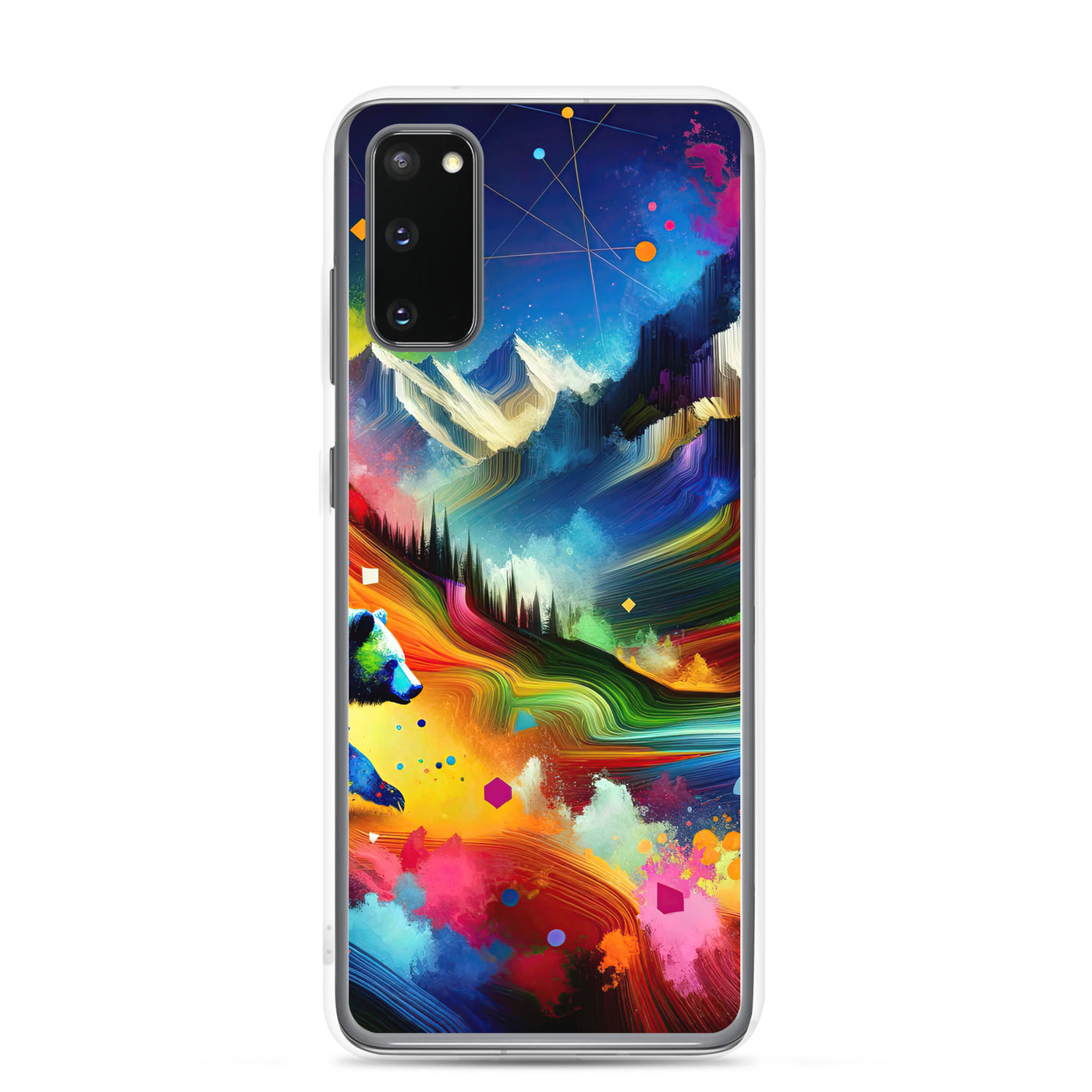 Neonfarbener Alpen Bär in abstrakten geometrischen Formen - Samsung Schutzhülle (durchsichtig) camping xxx yyy zzz Samsung Galaxy S20