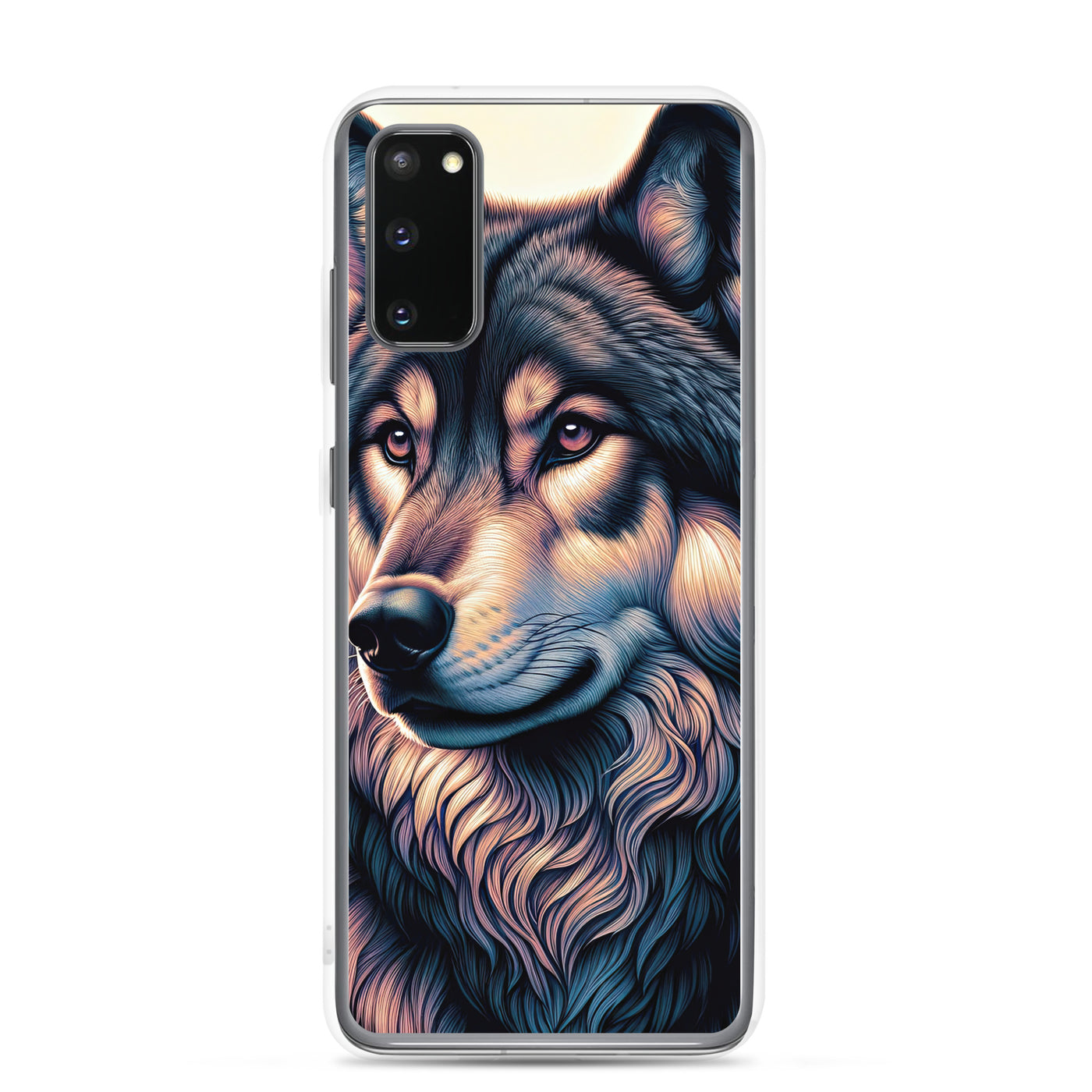 Majestätischer, glänzender Wolf in leuchtender Illustration (AN) - Samsung Schutzhülle (durchsichtig) xxx yyy zzz Samsung Galaxy S20