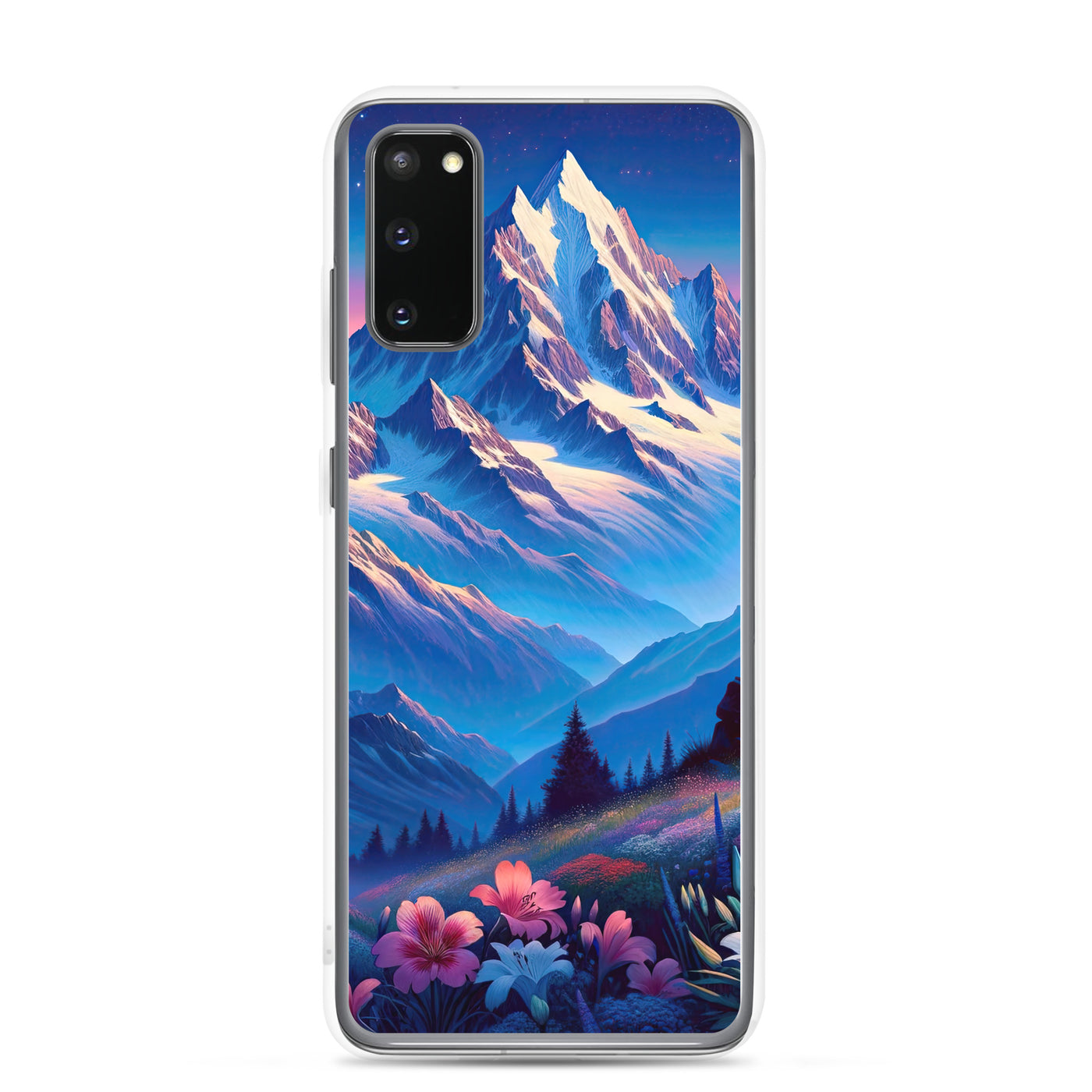 Steinbock bei Dämmerung in den Alpen, sonnengeküsste Schneegipfel - Samsung Schutzhülle (durchsichtig) berge xxx yyy zzz Samsung Galaxy S20