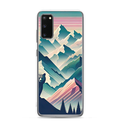 Bär im Panoramablick der Alpen, moderne Kunst-Gebirgsschichten - Samsung Schutzhülle (durchsichtig) camping xxx yyy zzz Samsung Galaxy S20