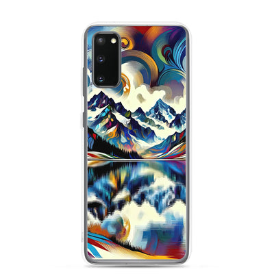 Alpensee im Zentrum eines abstrakt-expressionistischen Alpen-Kunstwerks - Samsung Schutzhülle (durchsichtig) berge xxx yyy zzz Samsung Galaxy S20