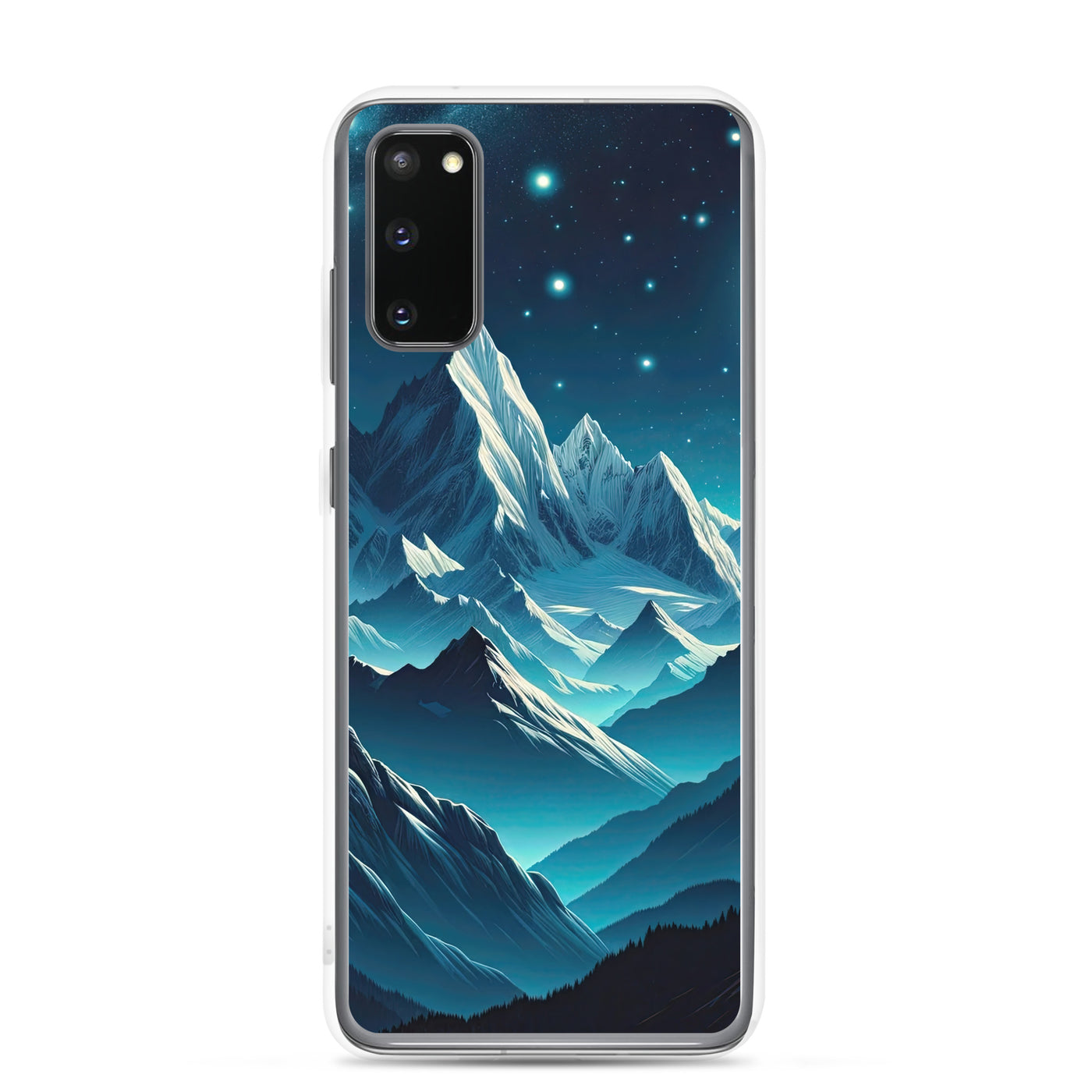 Sternenklare Nacht über den Alpen, Vollmondschein auf Schneegipfeln - Samsung Schutzhülle (durchsichtig) berge xxx yyy zzz Samsung Galaxy S20