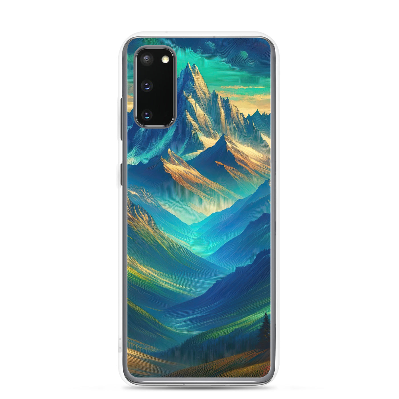Atemberaubende alpine Komposition mit majestätischen Gipfeln und Tälern - Samsung Schutzhülle (durchsichtig) berge xxx yyy zzz Samsung Galaxy S20