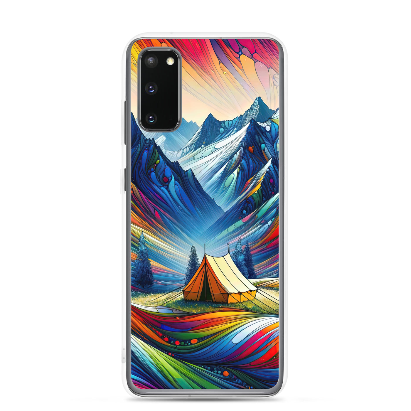 Surreale Alpen in abstrakten Farben, dynamische Formen der Landschaft - Samsung Schutzhülle (durchsichtig) camping xxx yyy zzz Samsung Galaxy S20