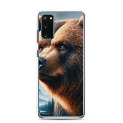 Ölgemälde, das das Gesicht eines starken realistischen Bären einfängt. Porträt - Samsung Schutzhülle (durchsichtig) camping xxx yyy zzz Samsung Galaxy S20