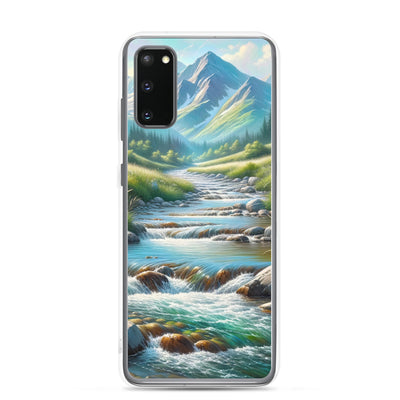 Sanfter Gebirgsbach in Ölgemälde, klares Wasser über glatten Felsen - Samsung Schutzhülle (durchsichtig) berge xxx yyy zzz Samsung Galaxy S20