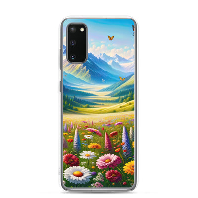 Ölgemälde einer ruhigen Almwiese, Oase mit bunter Wildblumenpracht - Samsung Schutzhülle (durchsichtig) camping xxx yyy zzz Samsung Galaxy S20