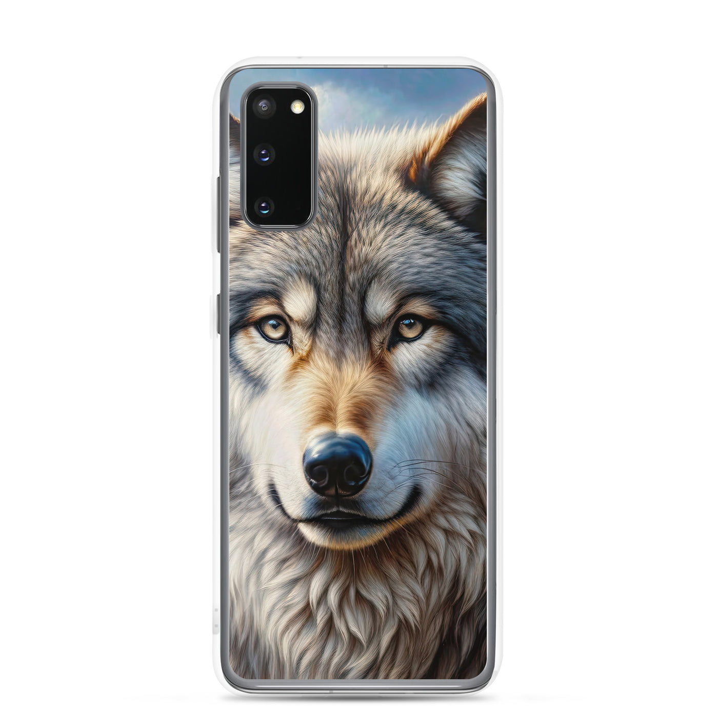 Porträt-Ölgemälde eines prächtigen Wolfes mit faszinierenden Augen (AN) - Samsung Schutzhülle (durchsichtig) xxx yyy zzz Samsung Galaxy S20