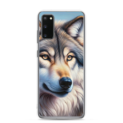 Ölgemäldeporträt eines majestätischen Wolfes mit intensiven Augen in der Berglandschaft (AN) - Samsung Schutzhülle (durchsichtig) xxx yyy zzz Samsung Galaxy S20