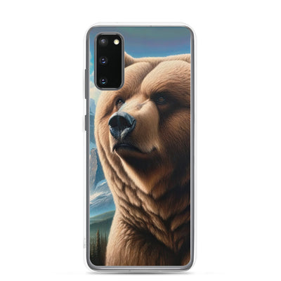 Realistisches Ölgemälde eines männlichen Bären in den Bergen mit Fokus auf Stärke und Schärfe - Samsung Schutzhülle (durchsichtig) camping xxx yyy zzz Samsung Galaxy S20