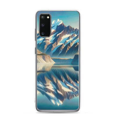 Ölgemälde eines unberührten Sees, der die Bergkette spiegelt - Samsung Schutzhülle (durchsichtig) berge xxx yyy zzz Samsung Galaxy S20