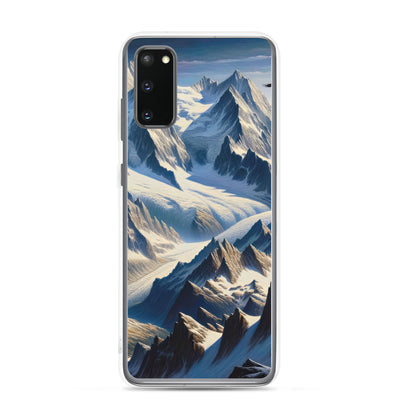Ölgemälde der Alpen mit hervorgehobenen zerklüfteten Geländen im Licht und Schatten - Samsung Schutzhülle (durchsichtig) berge xxx yyy zzz Samsung Galaxy S20