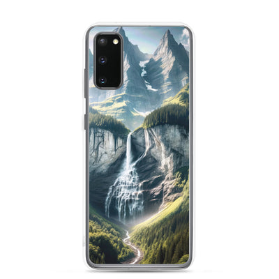 Foto der sommerlichen Alpen mit üppigen Gipfeln und Wasserfall - Samsung Schutzhülle (durchsichtig) berge xxx yyy zzz Samsung Galaxy S20