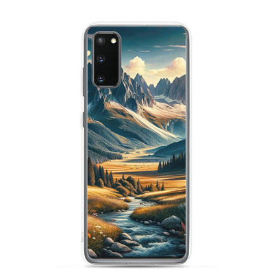 Quadratisches Kunstwerk der Alpen, majestätische Berge unter goldener Sonne - Samsung Schutzhülle (durchsichtig) berge xxx yyy zzz Samsung Galaxy S20