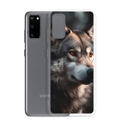 Wolf Porträt - Fotorealistische Malerei - Samsung Schutzhülle (durchsichtig) camping xxx