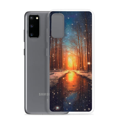 Bäume im Winter, Schnee, Sonnenaufgang und Fluss - Samsung Schutzhülle (durchsichtig) camping xxx