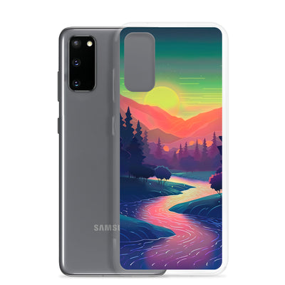 Berge, Fluss, Sonnenuntergang - Malerei - Samsung Schutzhülle (durchsichtig) berge xxx