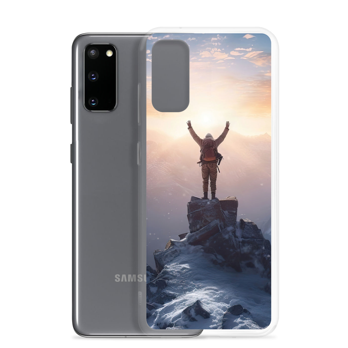 Mann auf der Spitze eines Berges - Landschaftsmalerei - Samsung Schutzhülle (durchsichtig) berge xxx