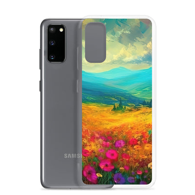 Berglandschaft und schöne farbige Blumen - Malerei - Samsung Schutzhülle (durchsichtig) berge xxx