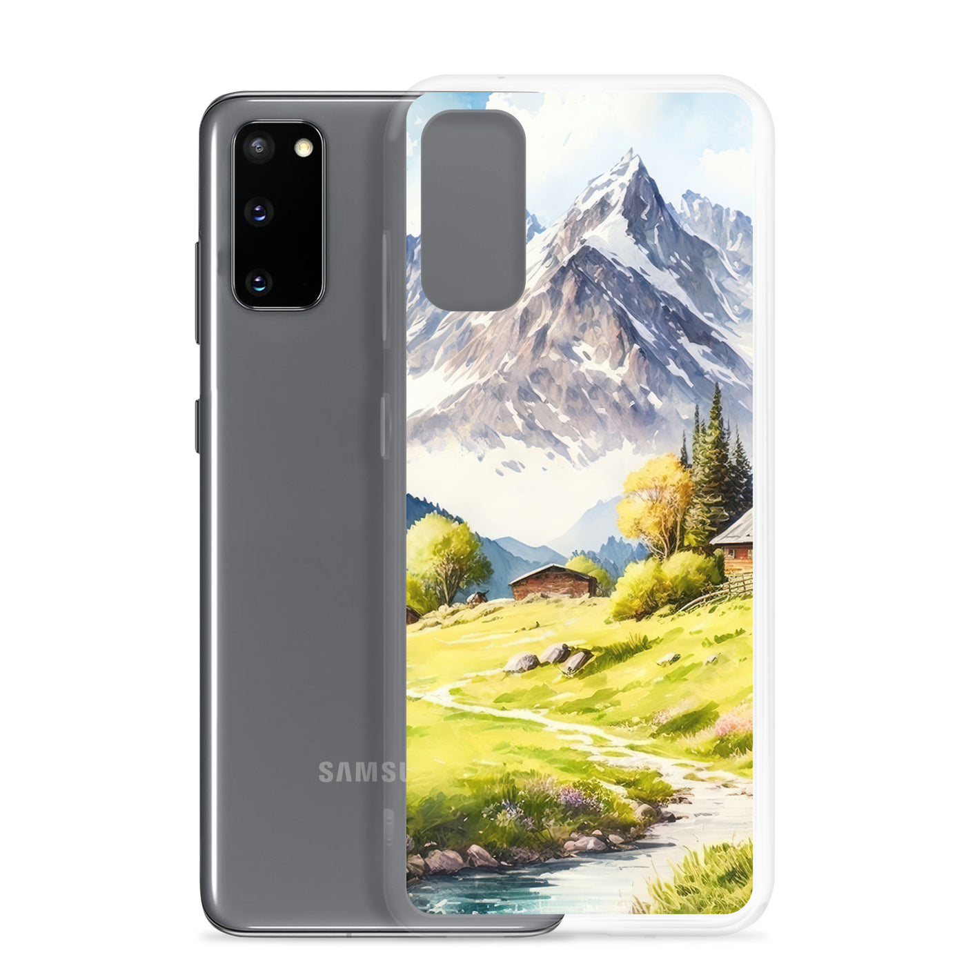 Epische Berge und Berghütte - Landschaftsmalerei - Samsung Schutzhülle (durchsichtig) berge xxx