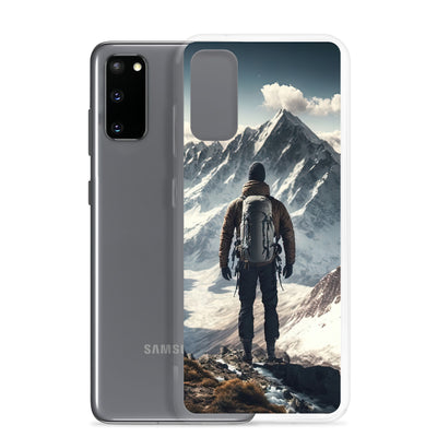Wanderer auf Berg von hinten - Malerei - Samsung Schutzhülle (durchsichtig) berge xxx