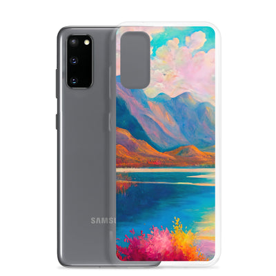 Berglandschaft und Bergsee - Farbige Ölmalerei - Samsung Schutzhülle (durchsichtig) berge xxx