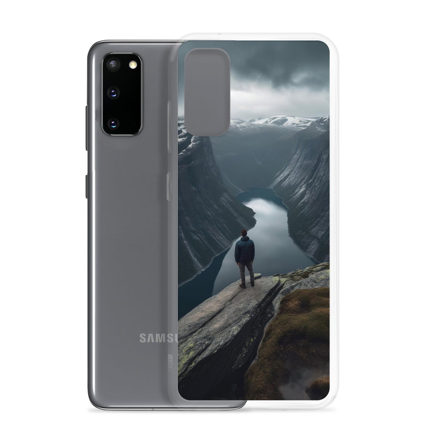 Mann auf Bergklippe - Norwegen - Samsung Schutzhülle (durchsichtig) berge xxx