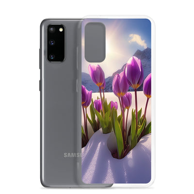 Tulpen im Schnee und in den Bergen - Blumen im Winter - Samsung Schutzhülle (durchsichtig) berge xxx