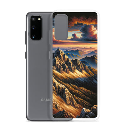Alpen in Abenddämmerung: Acrylgemälde mit beleuchteten Berggipfeln - Samsung Schutzhülle (durchsichtig) berge xxx yyy zzz