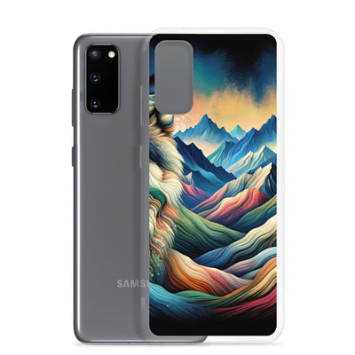 Traumhaftes Alpenpanorama mit Wolf in wechselnden Farben und Mustern (AN) - Samsung Schutzhülle (durchsichtig) xxx yyy zzz