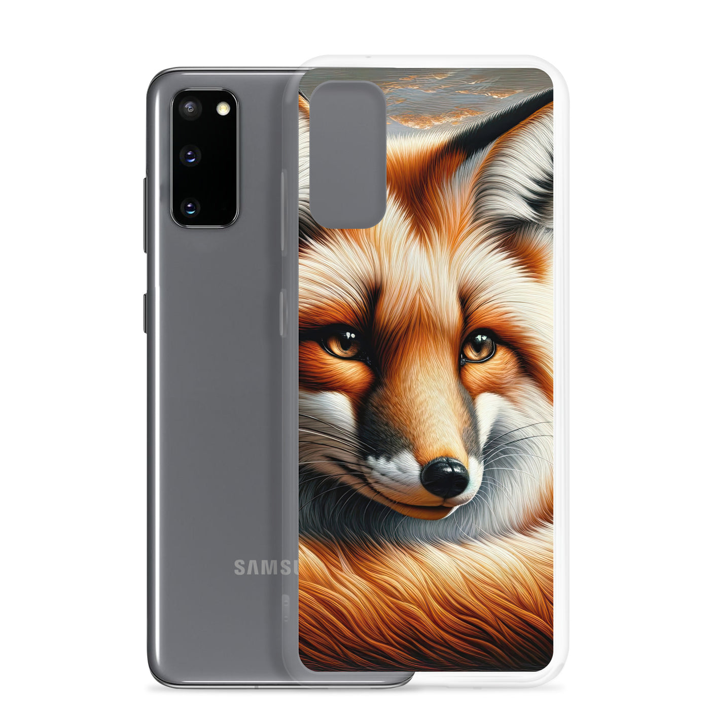 Ölgemälde eines nachdenklichen Fuchses mit weisem Blick - Samsung Schutzhülle (durchsichtig) camping xxx yyy zzz