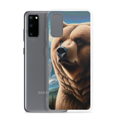 Realistisches Ölgemälde eines männlichen Bären in den Bergen mit Fokus auf Stärke und Schärfe - Samsung Schutzhülle (durchsichtig) camping xxx yyy zzz