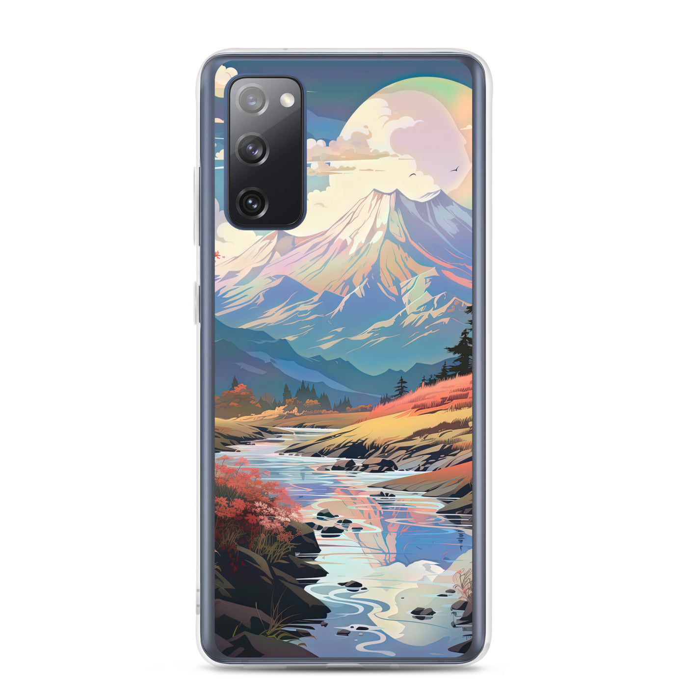 Berge. Fluss und Blumen - Malerei - Samsung Schutzhülle (durchsichtig) berge xxx Samsung Galaxy S20 FE