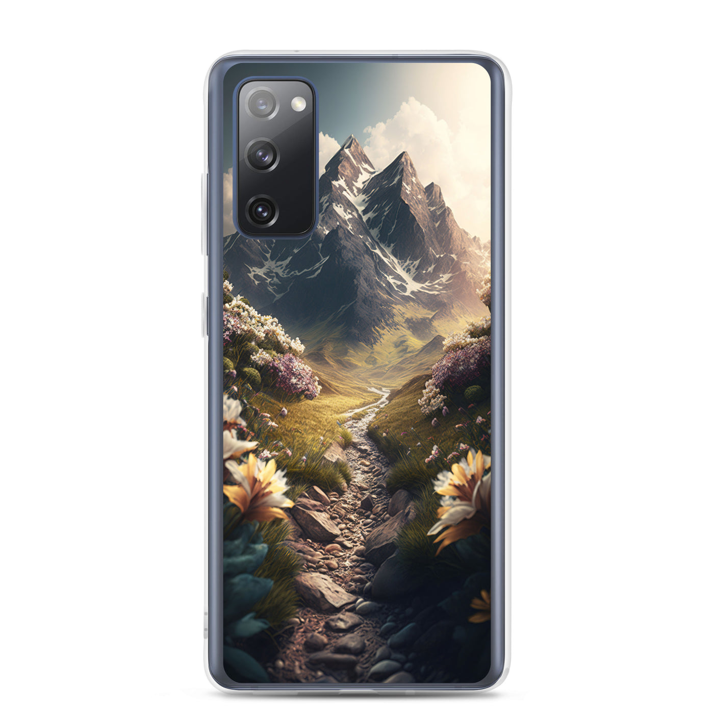 Epischer Berg, steiniger Weg und Blumen - Realistische Malerei - Samsung Schutzhülle (durchsichtig) berge xxx Samsung Galaxy S20 FE