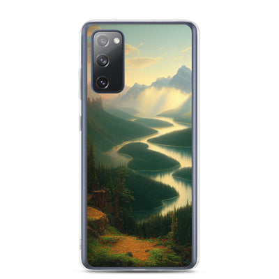 Landschaft mit Bergen, See und viel grüne Natur - Malerei - Samsung Schutzhülle (durchsichtig) berge xxx