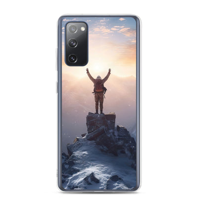 Mann auf der Spitze eines Berges - Landschaftsmalerei - Samsung Schutzhülle (durchsichtig) berge xxx