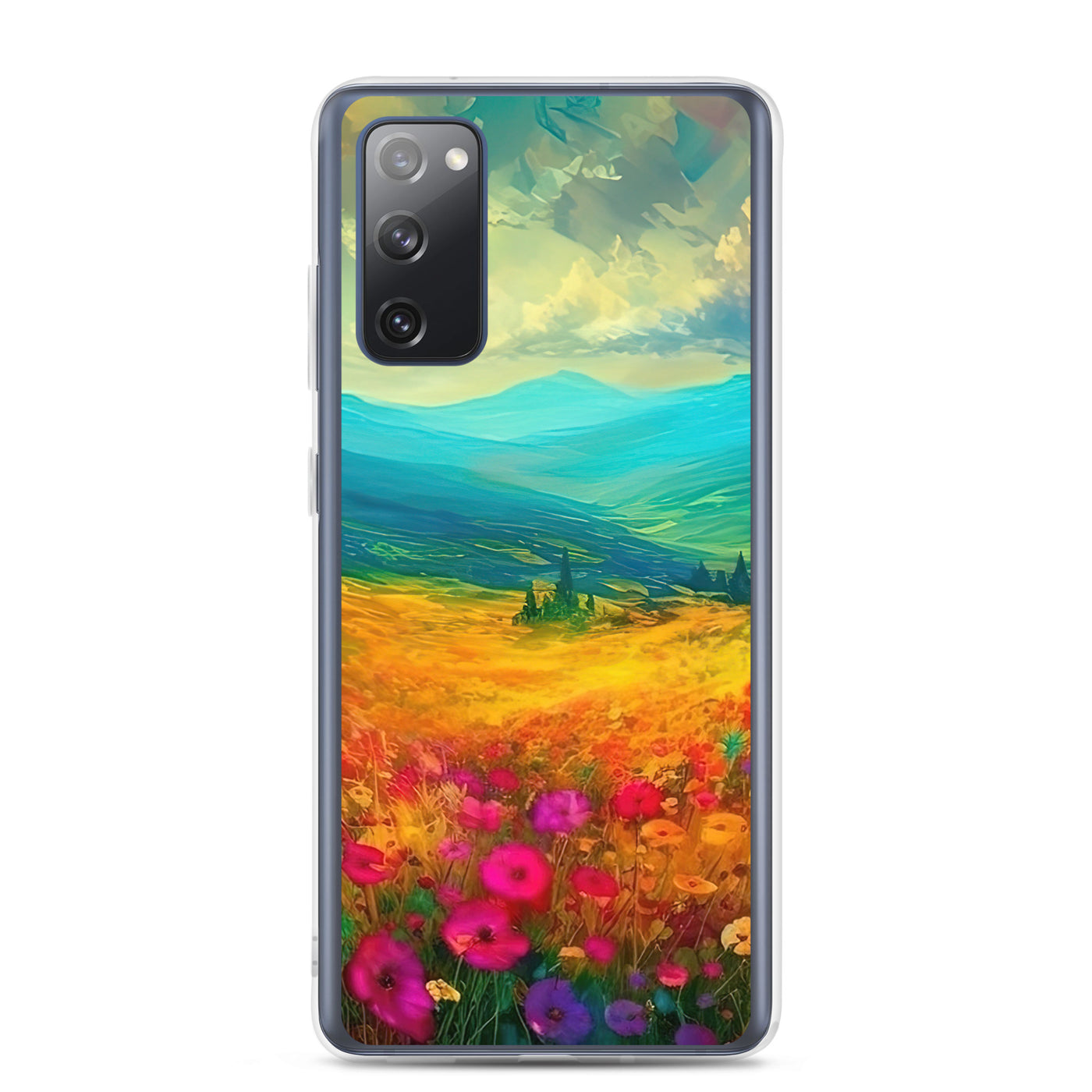 Berglandschaft und schöne farbige Blumen - Malerei - Samsung Schutzhülle (durchsichtig) berge xxx