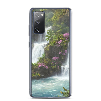 Wasserfall im Wald und Blumen - Schöne Malerei - Samsung Schutzhülle (durchsichtig) camping xxx Samsung Galaxy S20 FE