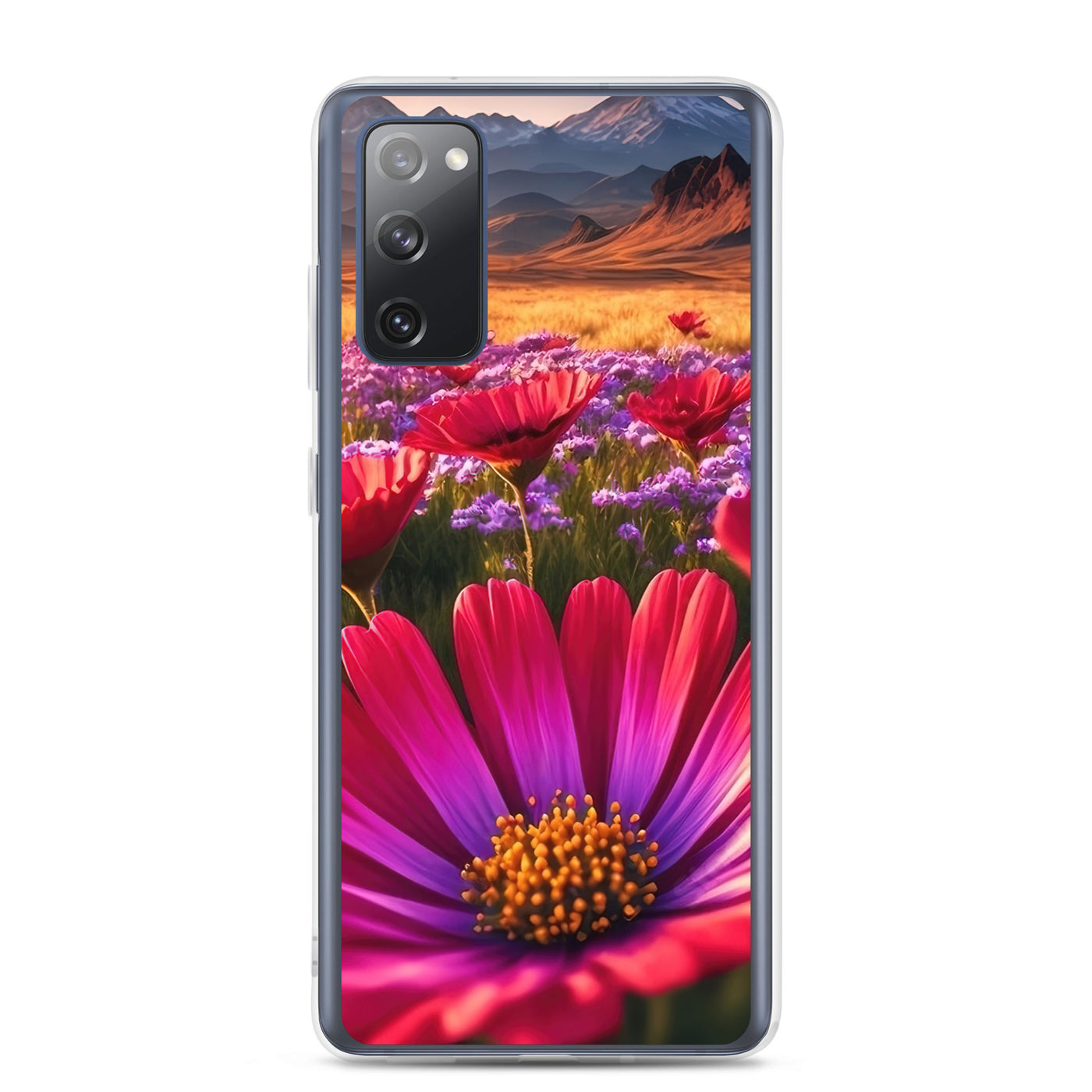Wünderschöne Blumen und Berge im Hintergrund - Samsung Schutzhülle (durchsichtig) berge xxx Samsung Galaxy S20 FE