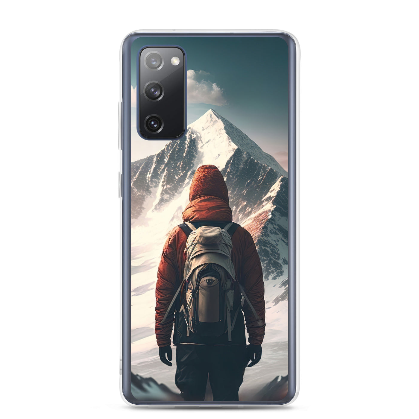 Wanderer von hinten vor einem Berg - Malerei - Samsung Schutzhülle (durchsichtig) berge xxx Samsung Galaxy S20 FE