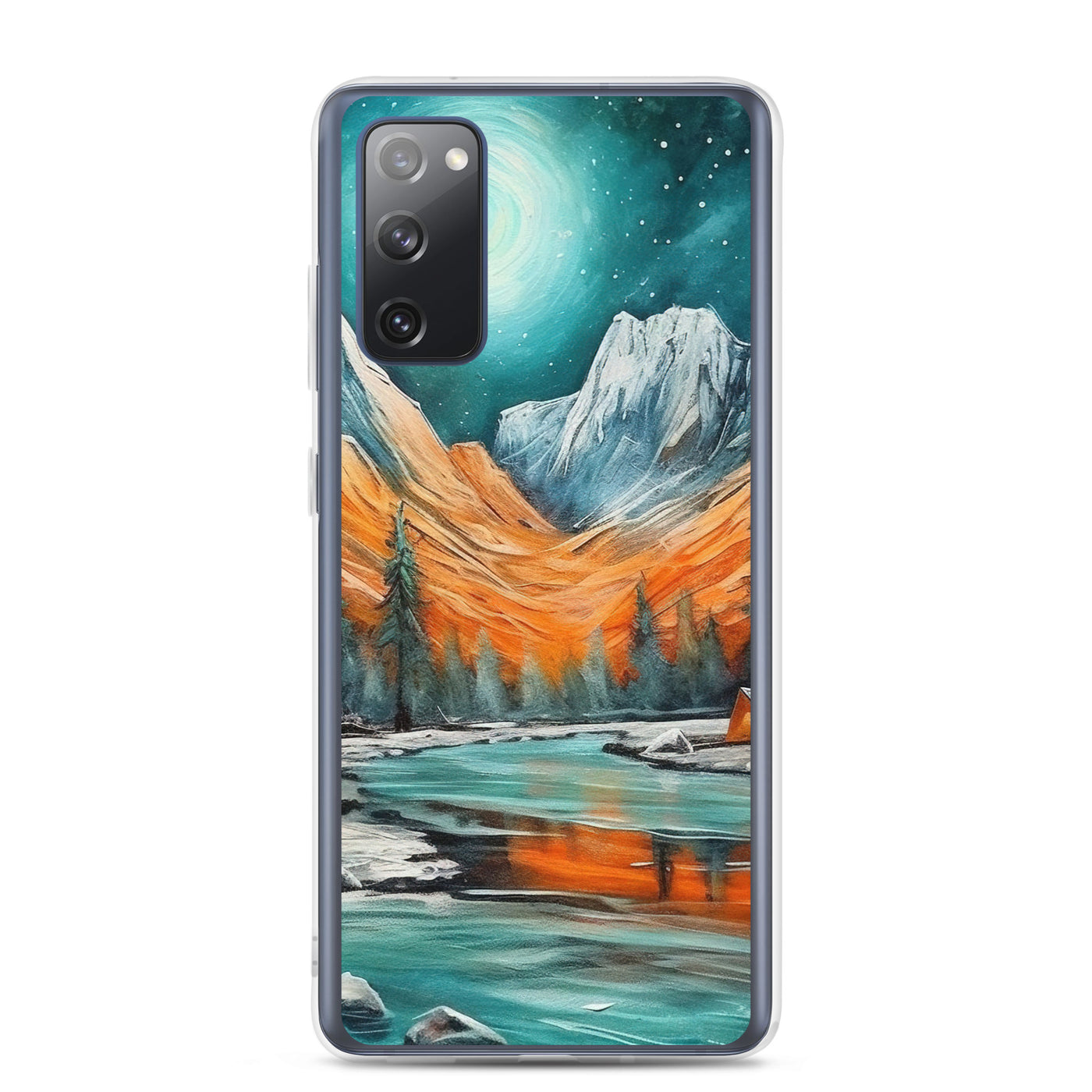 Berglandschaft und Zelte - Nachtstimmung - Landschaftsmalerei - Samsung Schutzhülle (durchsichtig) camping xxx Samsung Galaxy S20 FE