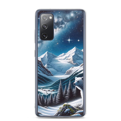 Sternennacht und Eisbär: Acrylgemälde mit Milchstraße, Alpen und schneebedeckte Gipfel - Samsung Schutzhülle (durchsichtig) camping xxx yyy zzz Samsung Galaxy S20 FE