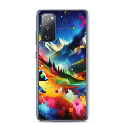Neonfarbener Alpen Bär in abstrakten geometrischen Formen - Samsung Schutzhülle (durchsichtig) camping xxx yyy zzz Samsung Galaxy S20 FE