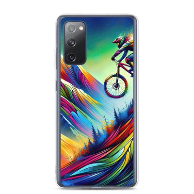 Mountainbiker in farbenfroher Alpenkulisse mit abstraktem Touch (M) - Samsung Schutzhülle (durchsichtig) xxx yyy zzz