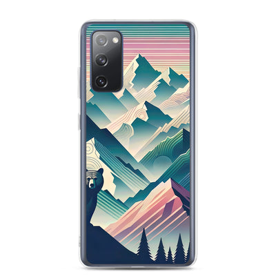 Bär im Panoramablick der Alpen, moderne Kunst-Gebirgsschichten - Samsung Schutzhülle (durchsichtig) camping xxx yyy zzz Samsung Galaxy S20 FE