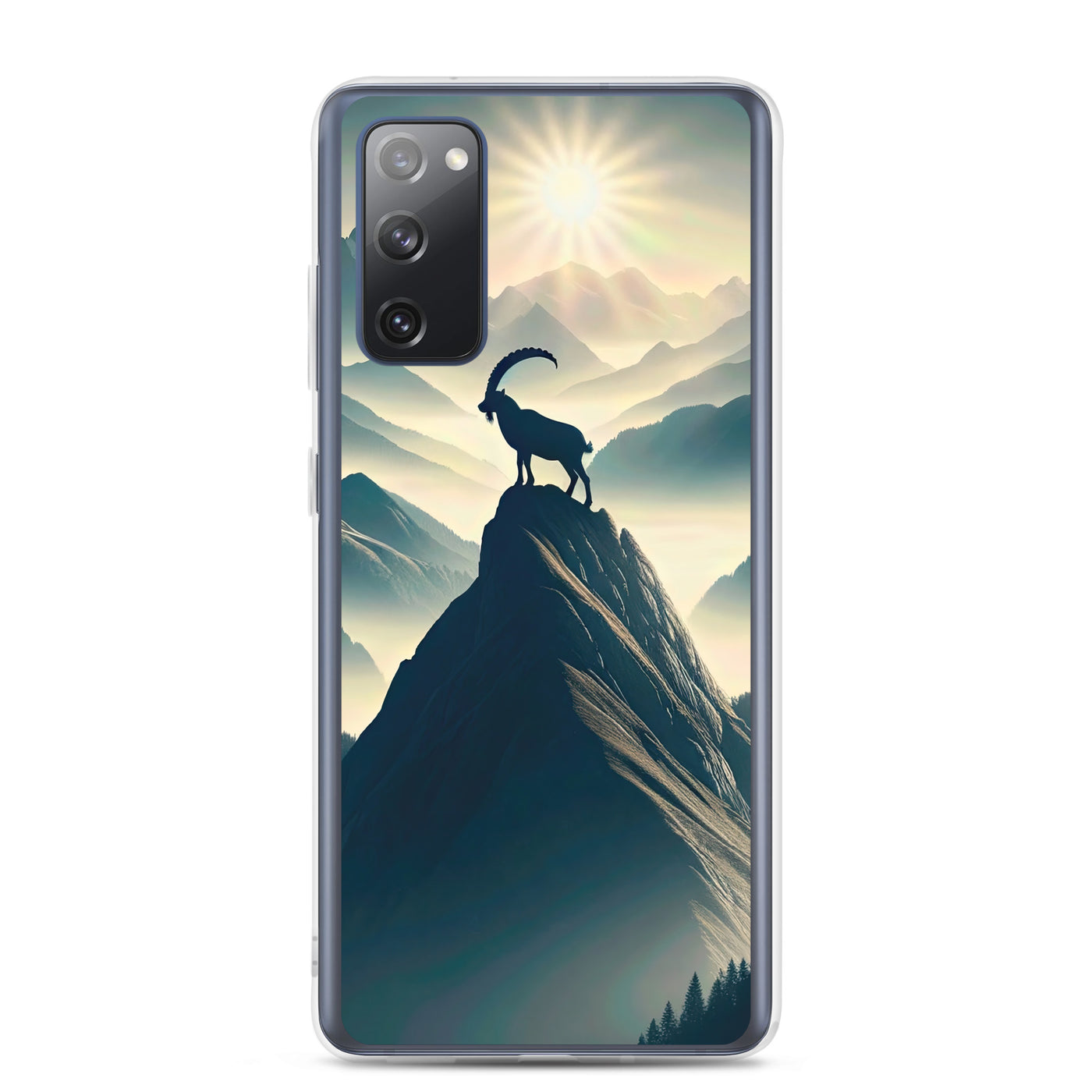 Morgendlicher Steinbock auf Alpengipfel, steile Berghänge - Samsung Schutzhülle (durchsichtig) berge xxx yyy zzz