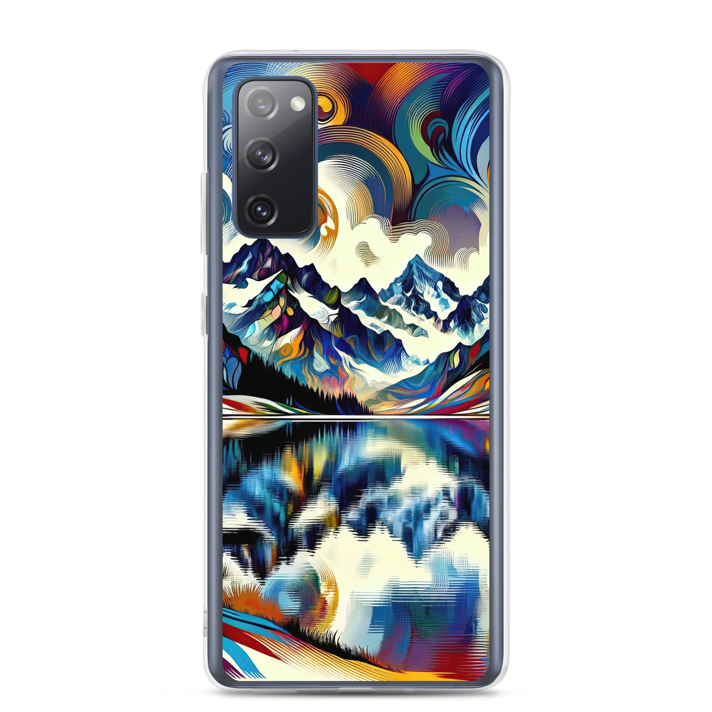Alpensee im Zentrum eines abstrakt-expressionistischen Alpen-Kunstwerks - Samsung Schutzhülle (durchsichtig) berge xxx yyy zzz Samsung Galaxy S20 FE