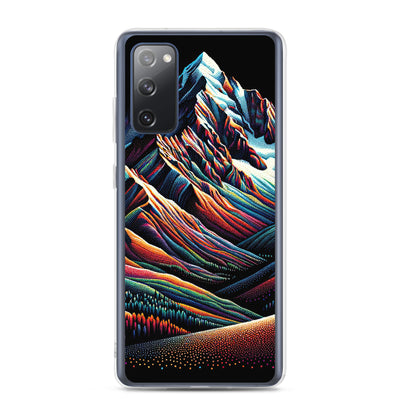 Pointillistische Darstellung der Alpen, Farbpunkte formen die Landschaft - Samsung Schutzhülle (durchsichtig) berge xxx yyy zzz Samsung Galaxy S20 FE