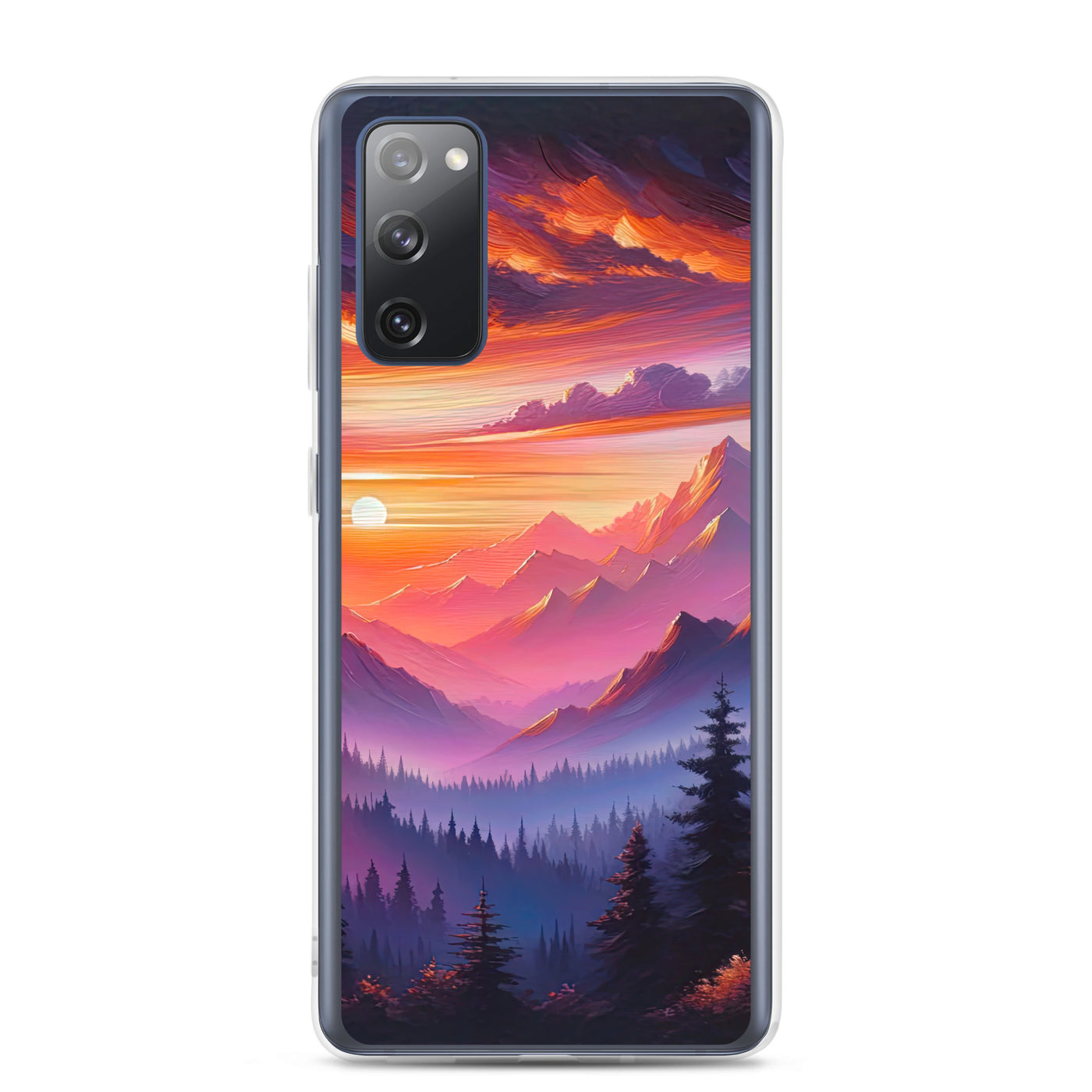 Ölgemälde der Alpenlandschaft im ätherischen Sonnenuntergang, himmlische Farbtöne - Samsung Schutzhülle (durchsichtig) berge xxx yyy zzz