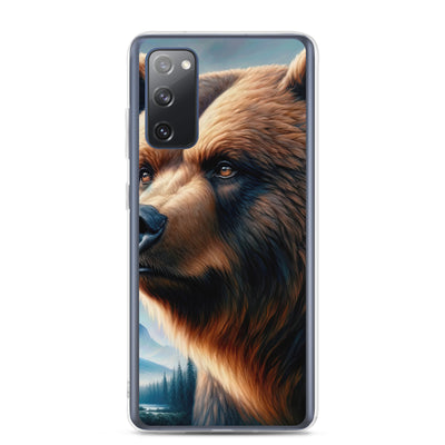 Ölgemälde, das das Gesicht eines starken realistischen Bären einfängt. Porträt - Samsung Schutzhülle (durchsichtig) camping xxx yyy zzz Samsung Galaxy S20 FE
